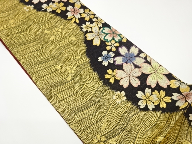 JAPANESE FUKURO OBI / WOVEN WAVY STRIPE